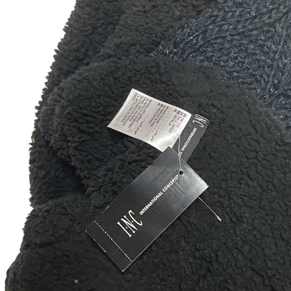 INC Cable Knit Metallic Infinity Scarf Faux Sherpa Lined (951) - Picture 2 of 4